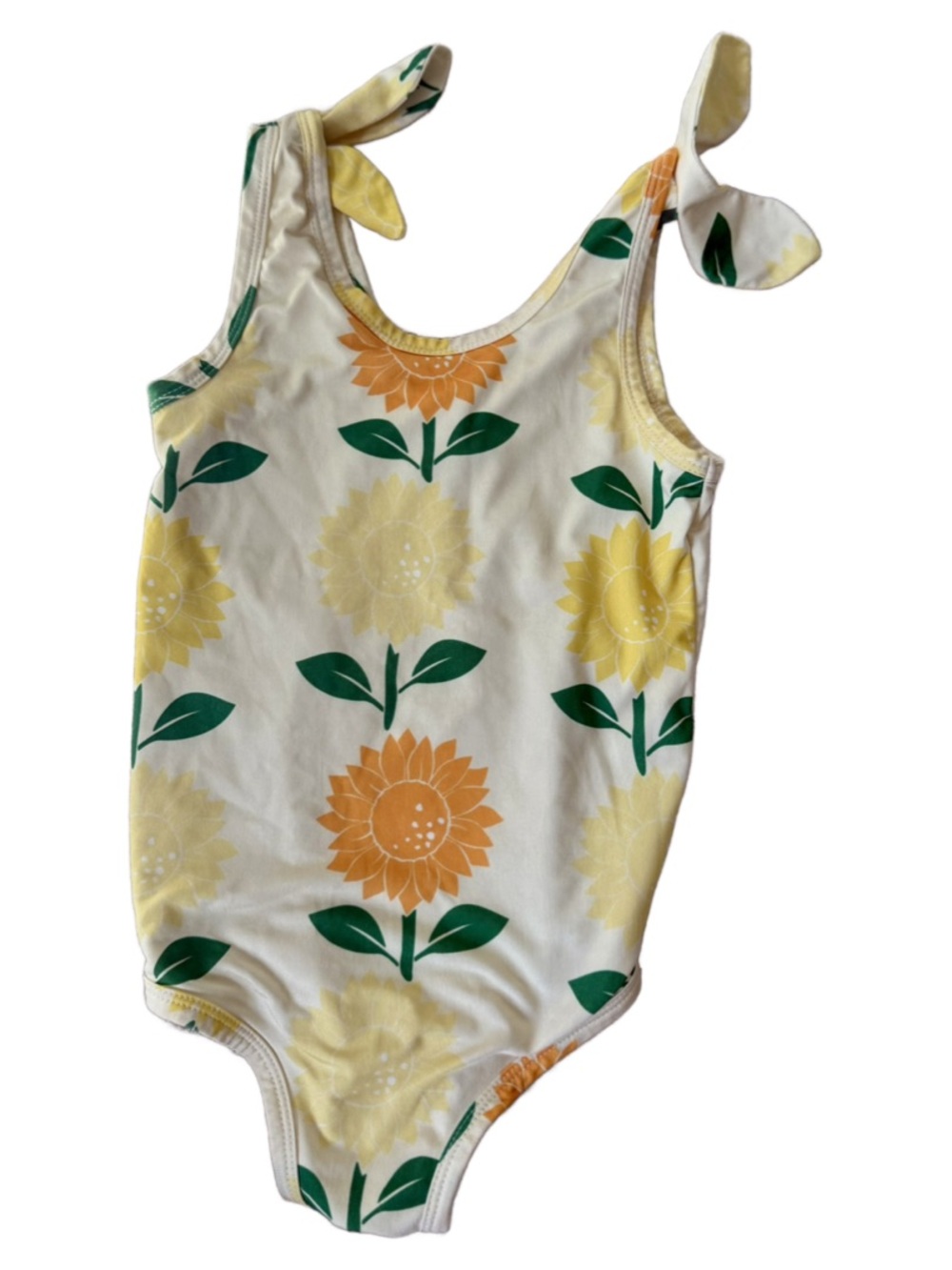 Monica + Andy Tie One-Piece Swimsuit, Sunflower Field On Yellow